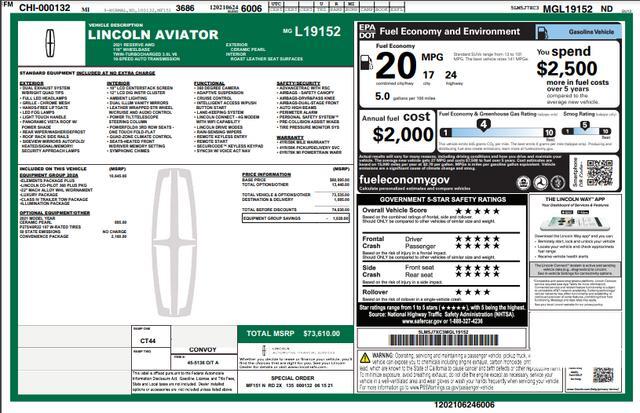 used 2021 Lincoln Aviator car, priced at $41,941