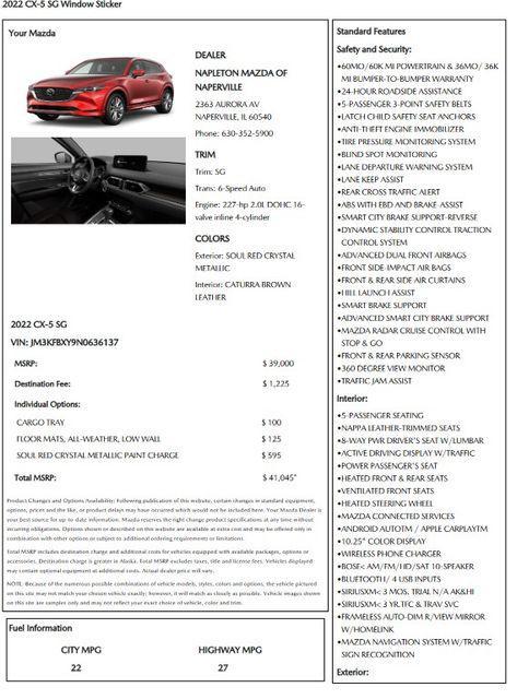 used 2022 Mazda CX-5 car, priced at $21,772