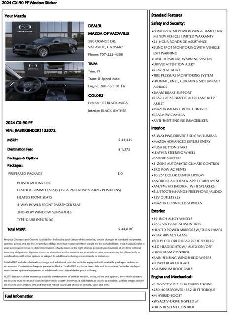 used 2024 Mazda CX-90 car, priced at $27,272