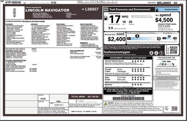 used 2021 Lincoln Navigator car, priced at $47,372