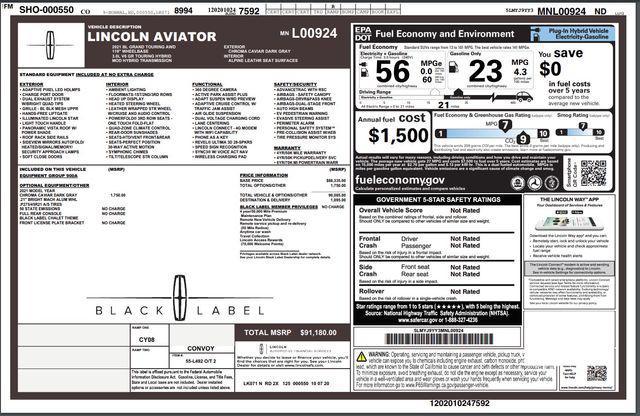 used 2021 Lincoln Aviator car, priced at $40,888