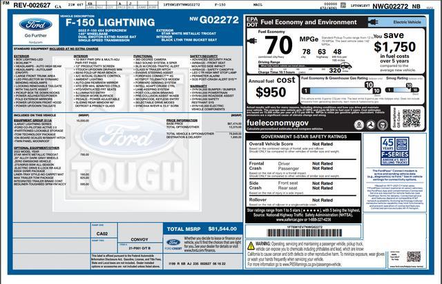 used 2022 Ford F-150 Lightning car, priced at $44,944