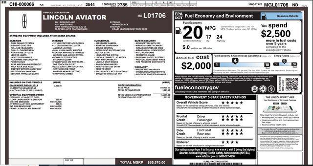 used 2021 Lincoln Aviator car, priced at $41,888