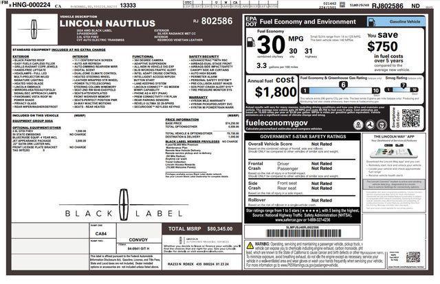 used 2024 Lincoln Nautilus car, priced at $67,888