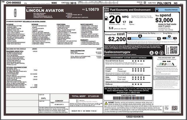 used 2023 Lincoln Aviator car, priced at $44,888