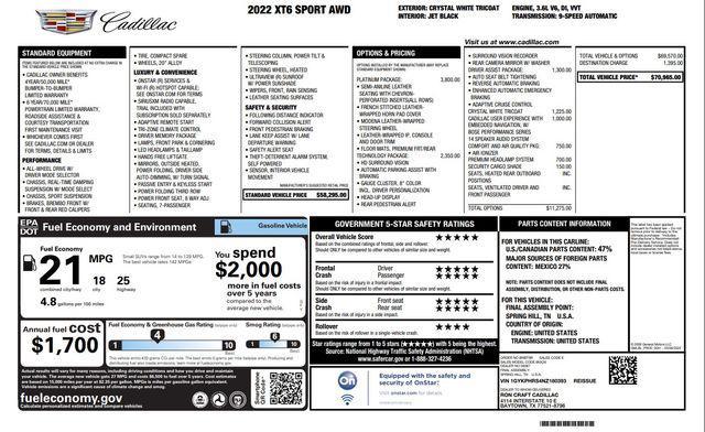 used 2022 Cadillac XT6 car, priced at $36,972