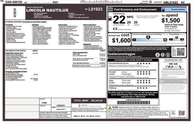 used 2022 Lincoln Nautilus car, priced at $27,777