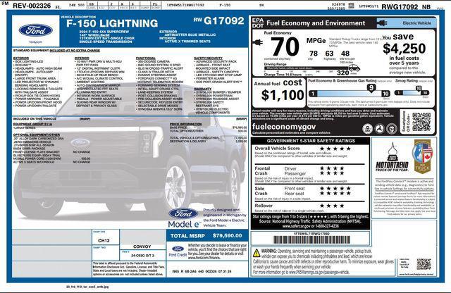 used 2024 Ford F-150 Lightning car, priced at $60,888