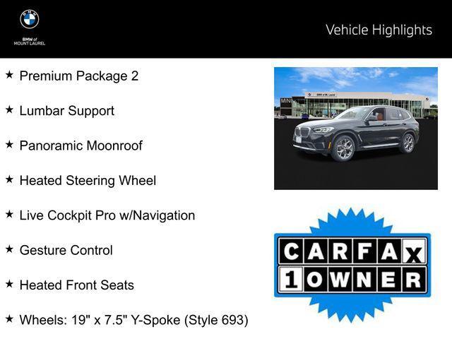 used 2022 BMW X3 car, priced at $37,800