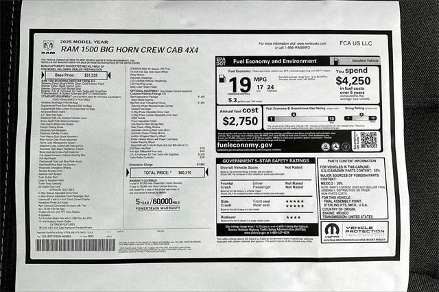 new 2025 Ram 1500 car, priced at $51,310