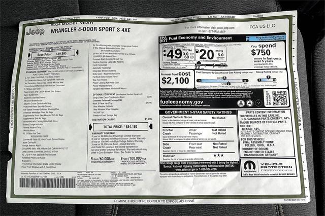 new 2024 Jeep Wrangler 4xe car, priced at $40,180