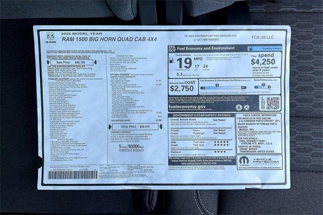new 2025 Ram 1500 car, priced at $46,091