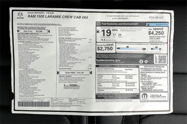 new 2025 Ram 1500 car, priced at $66,100