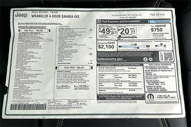 new 2024 Jeep Wrangler 4xe car, priced at $49,500