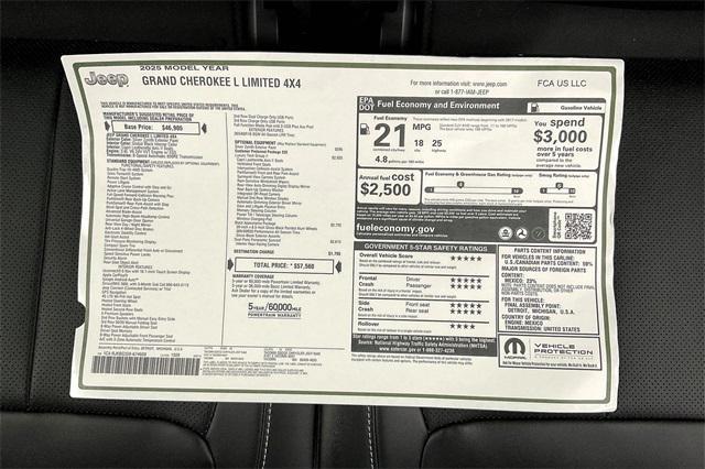 new 2025 Jeep Grand Cherokee L car, priced at $50,060