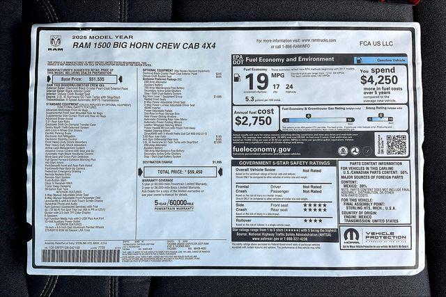 new 2025 Ram 1500 car, priced at $48,950