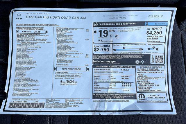 new 2025 Ram 1500 car, priced at $47,250