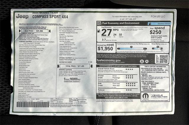 new 2025 Jeep Compass car, priced at $25,995