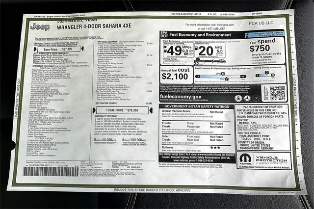 new 2024 Jeep Wrangler 4xe car, priced at $57,865