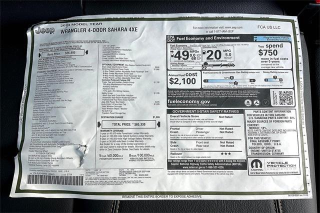 new 2024 Jeep Wrangler 4xe car, priced at $53,630