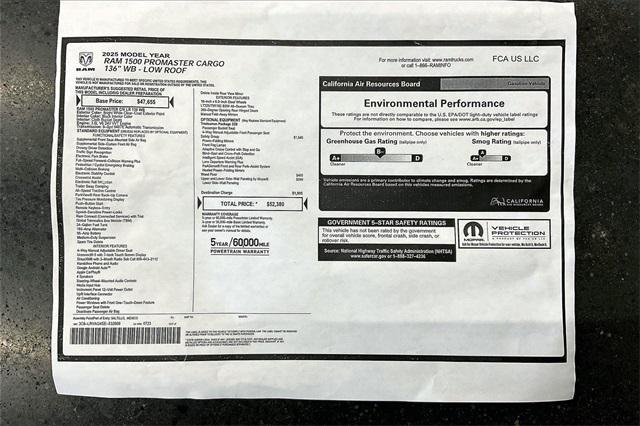 new 2025 Ram ProMaster 1500 car, priced at $48,880