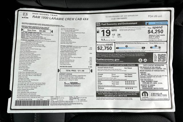 new 2025 Ram 1500 car, priced at $63,100