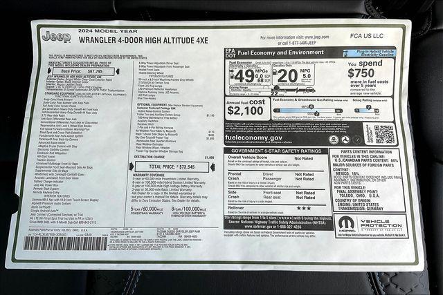 new 2024 Jeep Wrangler 4xe car, priced at $70,045