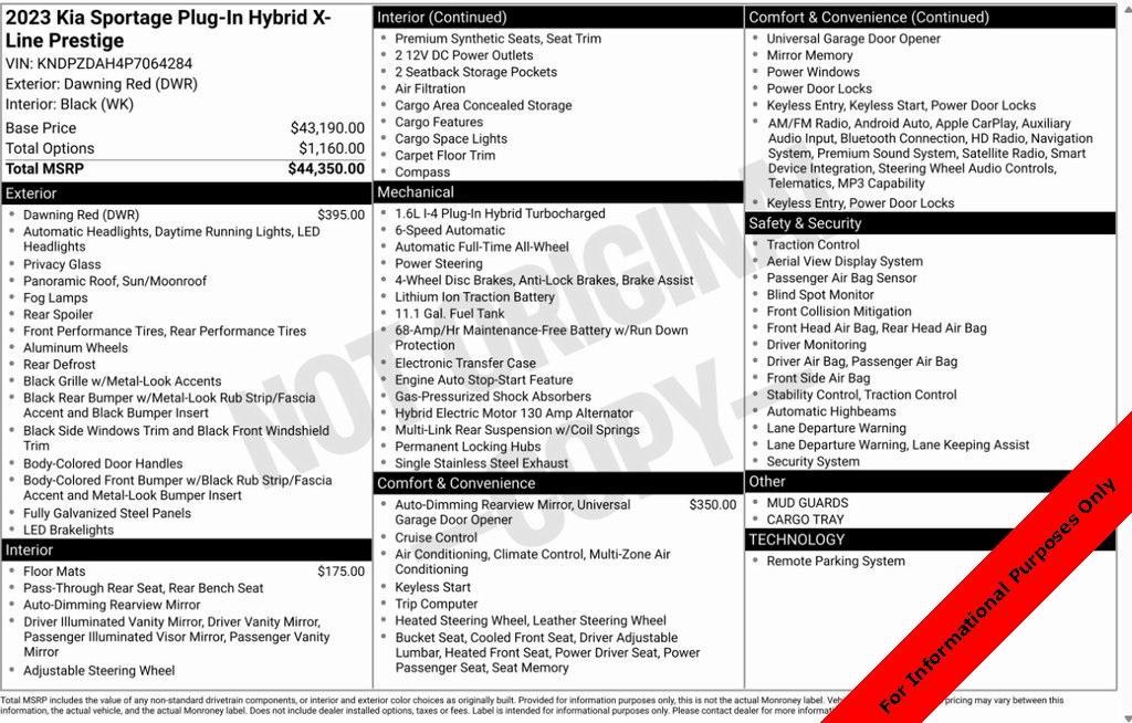 used 2023 Kia Sportage Plug-In Hybrid car, priced at $26,900