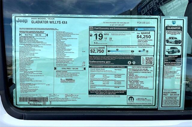 new 2025 Jeep Gladiator car, priced at $48,390