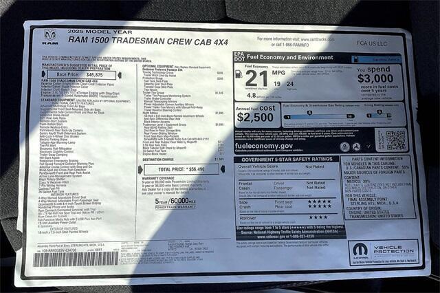 new 2025 Ram 1500 car, priced at $53,490