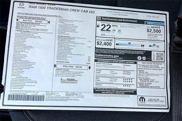 new 2025 Ram 1500 car, priced at $46,395