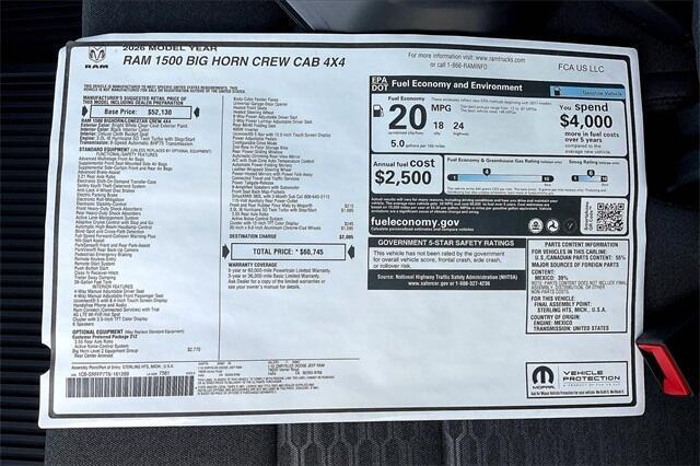 new 2026 Ram 1500 car, priced at $57,245