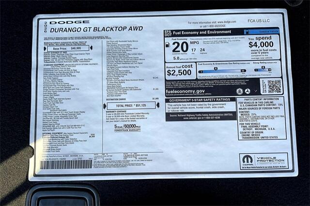 new 2026 Dodge Durango car, priced at $50,125