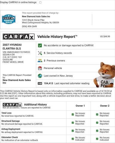 used 2007 Hyundai Elantra car, priced at $4,995