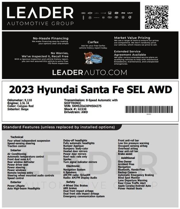 used 2023 Hyundai Santa Fe car, priced at $29,799