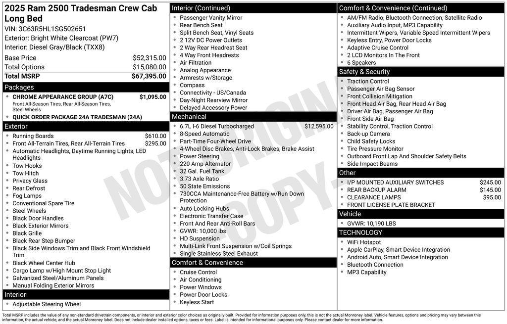 new 2025 Ram 2500 car, priced at $61,026