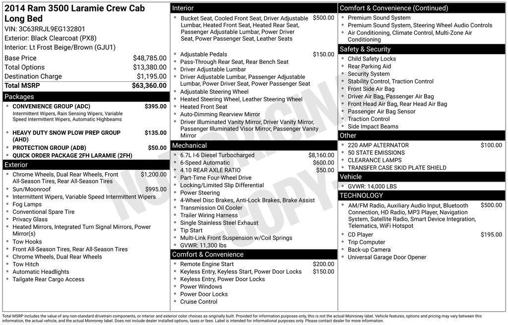 used 2014 Ram 3500 car, priced at $36,990