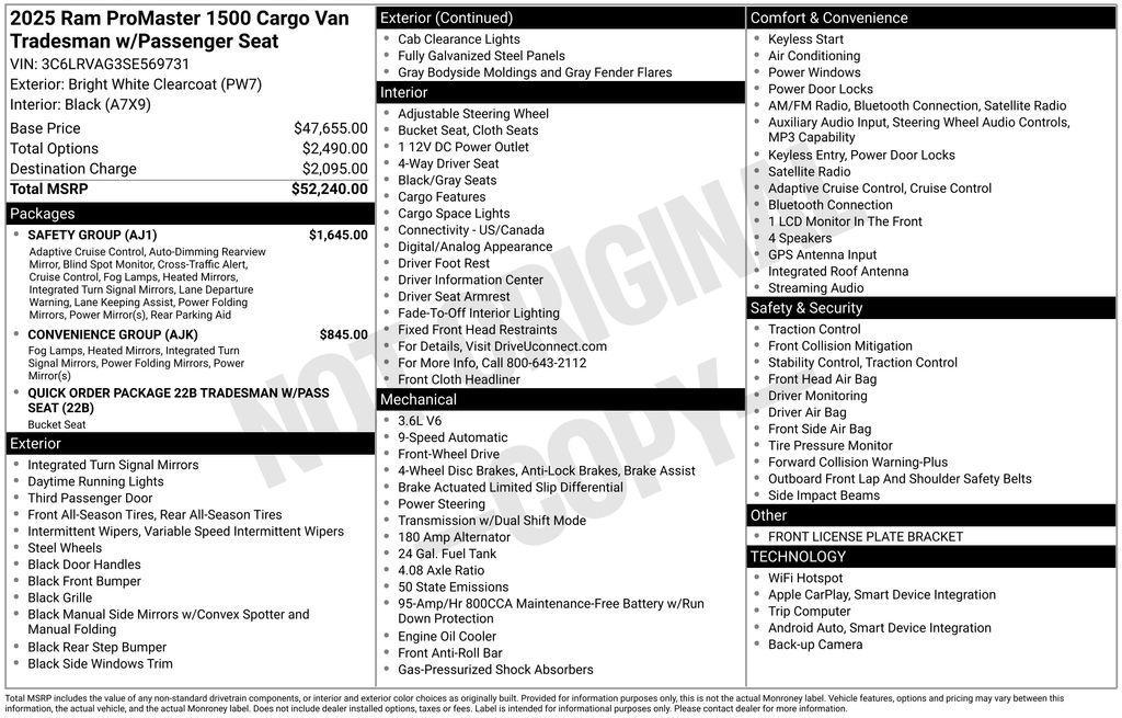 new 2025 Ram ProMaster 1500 car, priced at $44,808