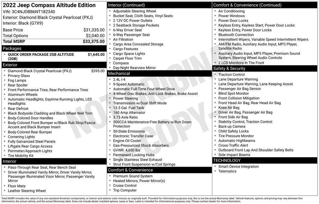 used 2022 Jeep Compass car, priced at $23,995