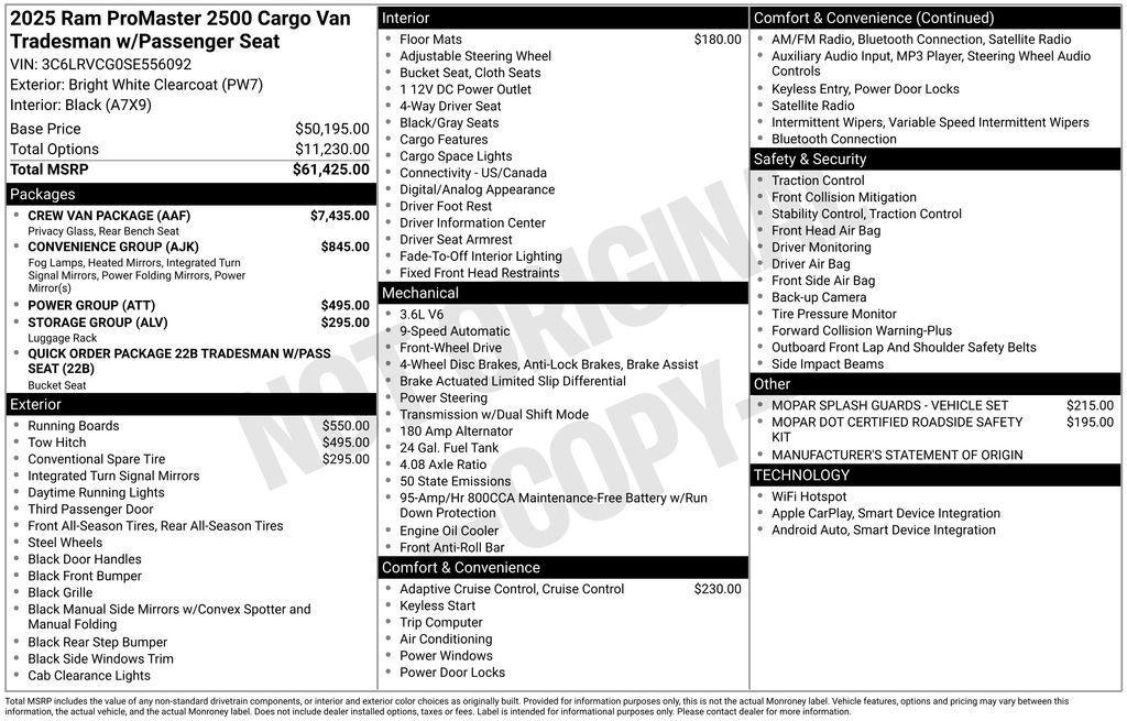 used 2025 Ram ProMaster 2500 car, priced at $43,990