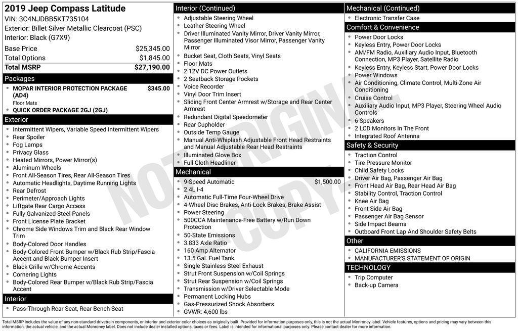 used 2019 Jeep Compass car, priced at $17,490