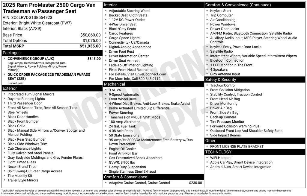used 2025 Ram ProMaster 2500 car, priced at $46,990