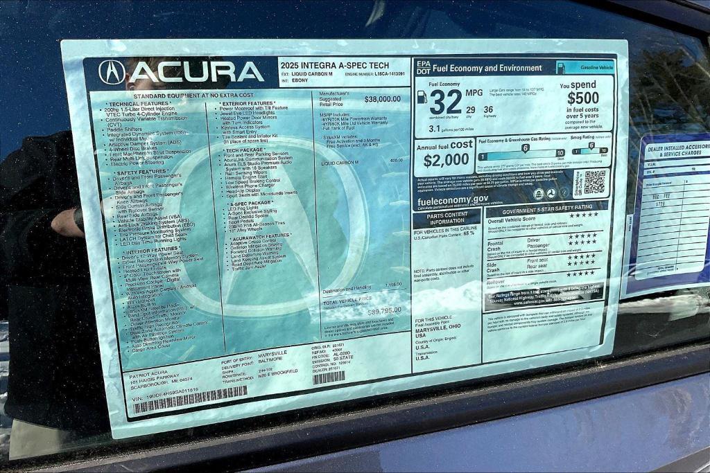 new 2025 Acura Integra car, priced at $39,795