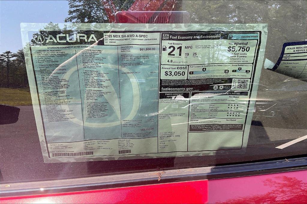 new 2025 Acura MDX car, priced at $63,750