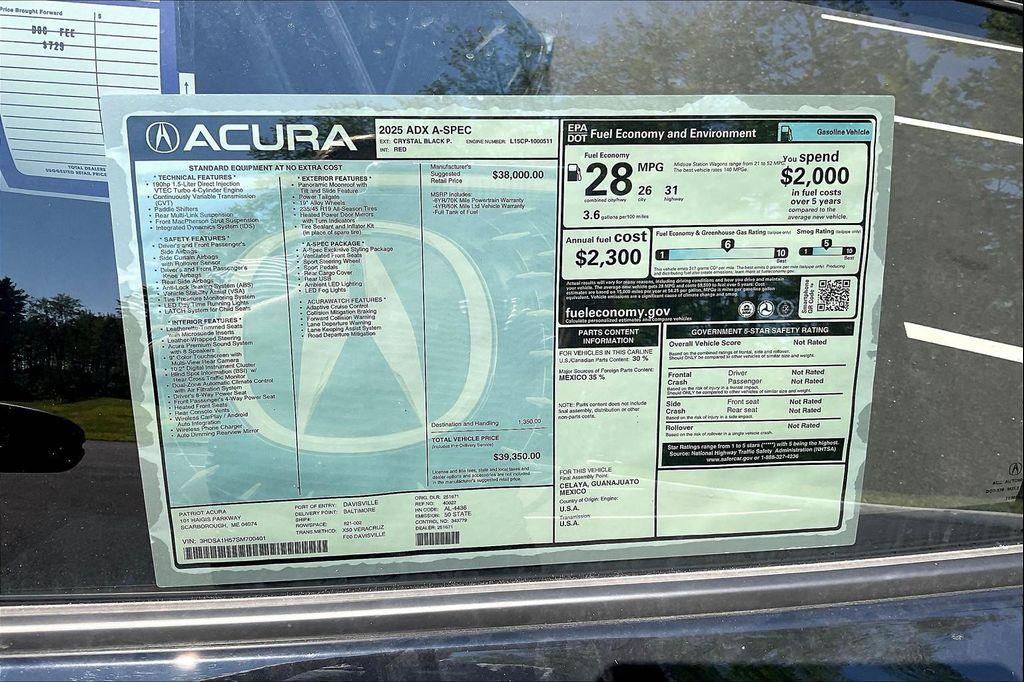 new 2025 Acura ADX car, priced at $39,350