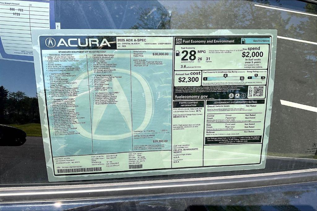new 2025 Acura ADX car, priced at $39,350