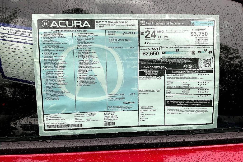 new 2025 Acura TLX car, priced at $52,195