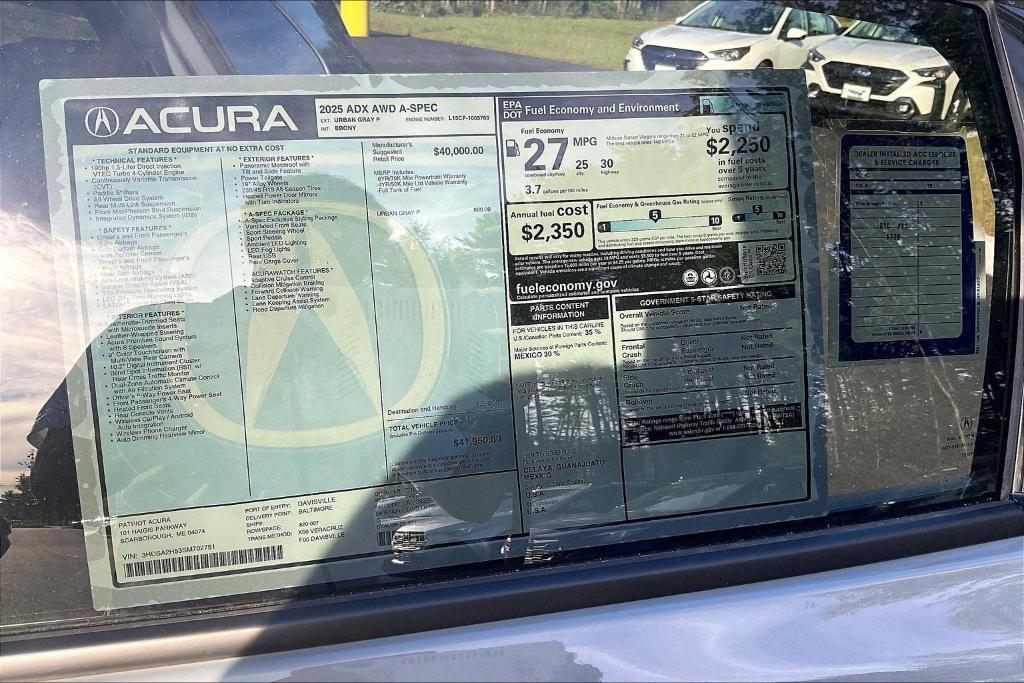 new 2025 Acura ADX car, priced at $41,950
