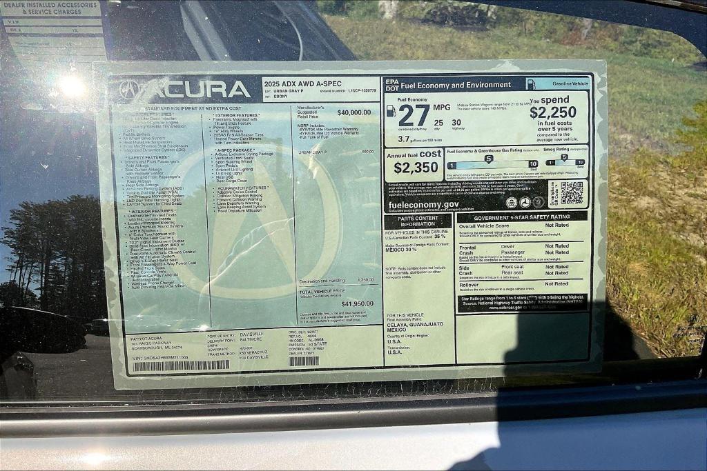 new 2025 Acura ADX car, priced at $41,950