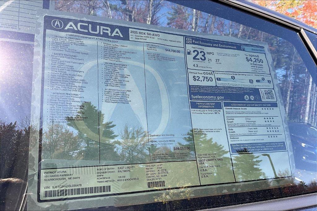 new 2025 Acura RDX car, priced at $46,050